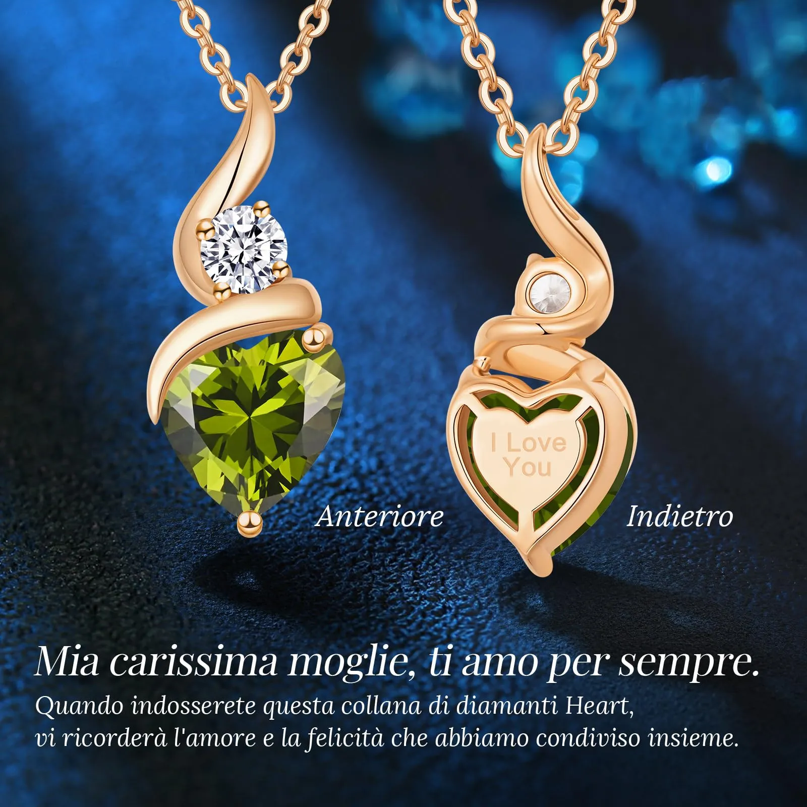 LOUISA SECRET Collana Donna in Argento 925 Fiamma Cuore Zirconio - immagine 5