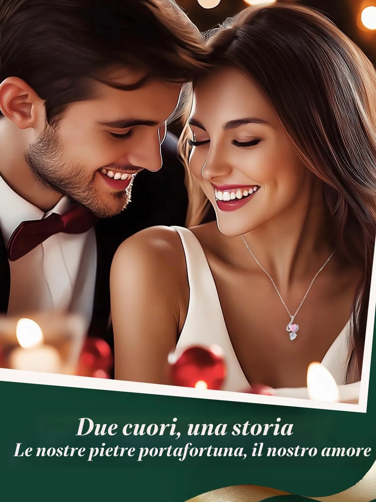 LOUISA SECRET Collana donna in argento 925 con cuore, zirconio e opale - immagine 5