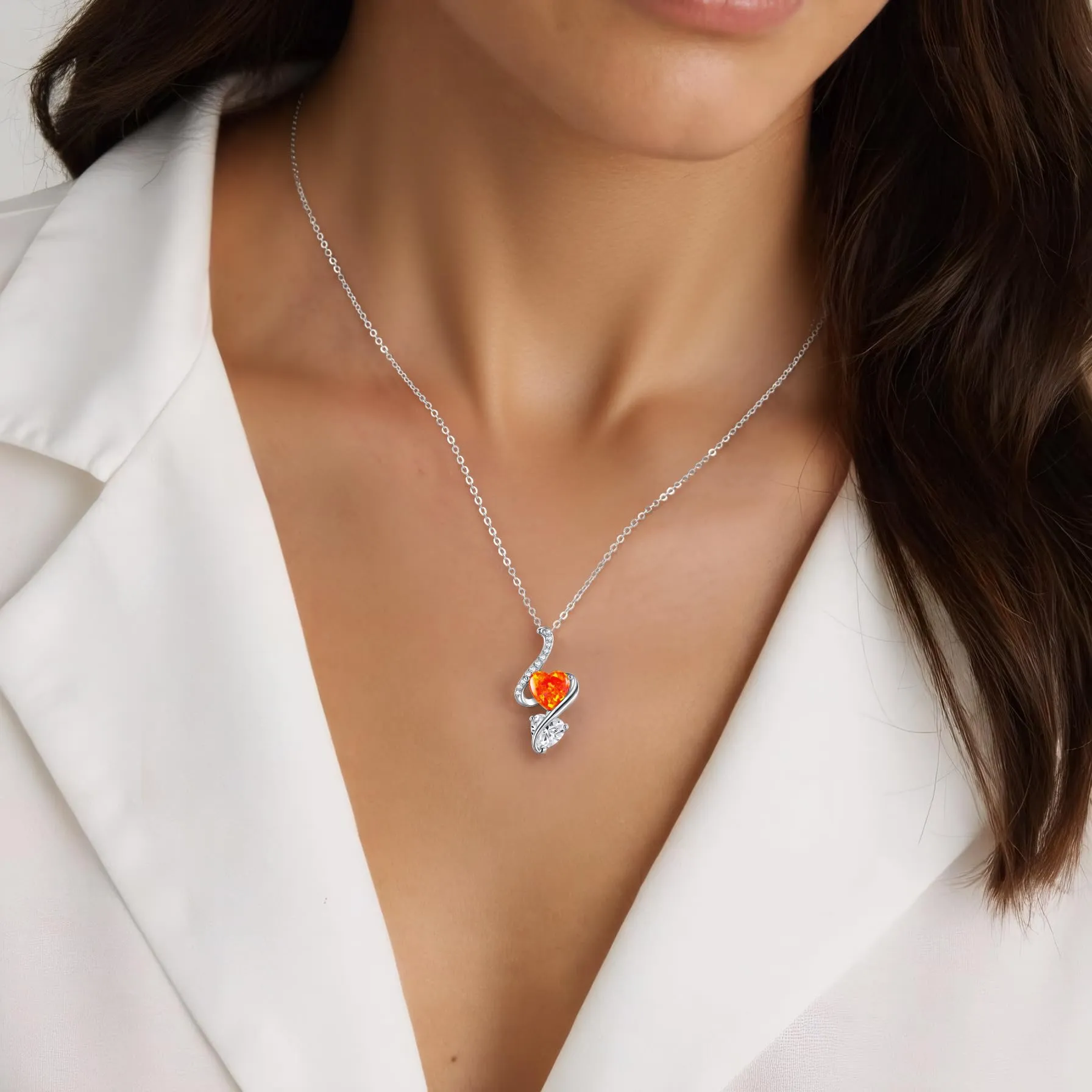 LOUISA SECRET Collana Donna in Argento 925 con Cuore e Zirconi - immagine 2