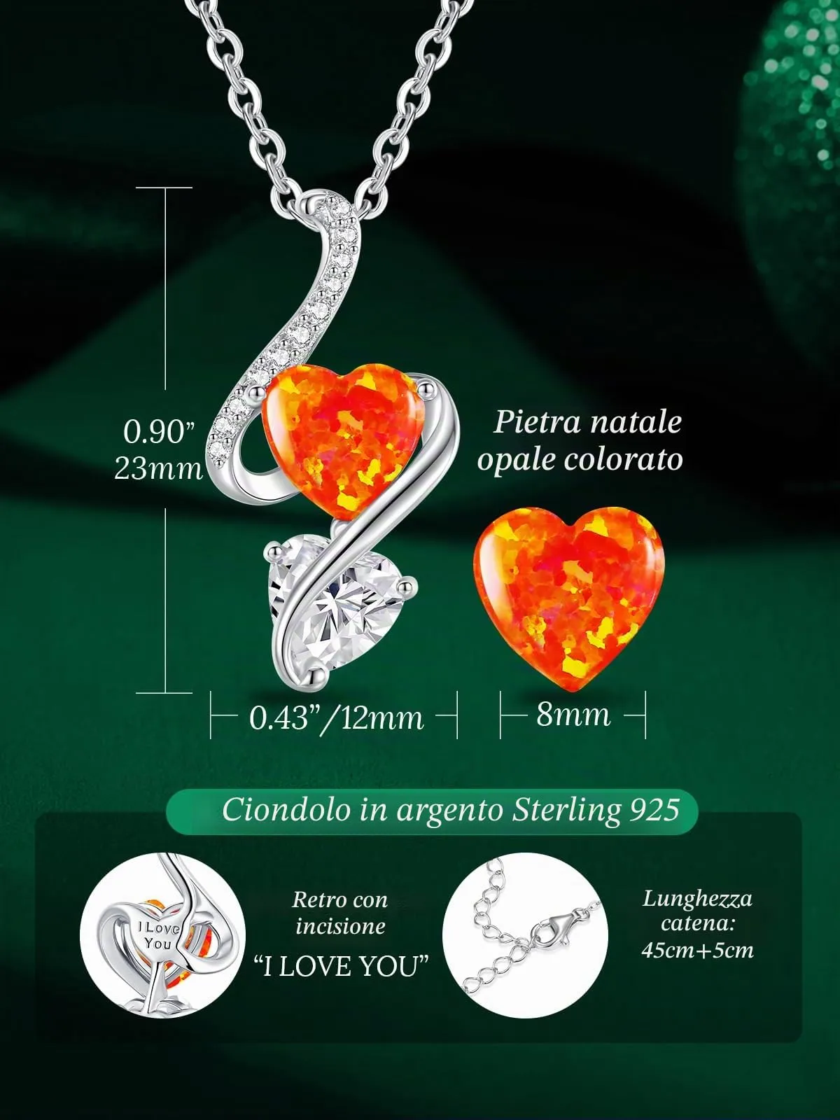 LOUISA SECRET Collana Donna in Argento 925 con Cuore e Zirconi - immagine 6
