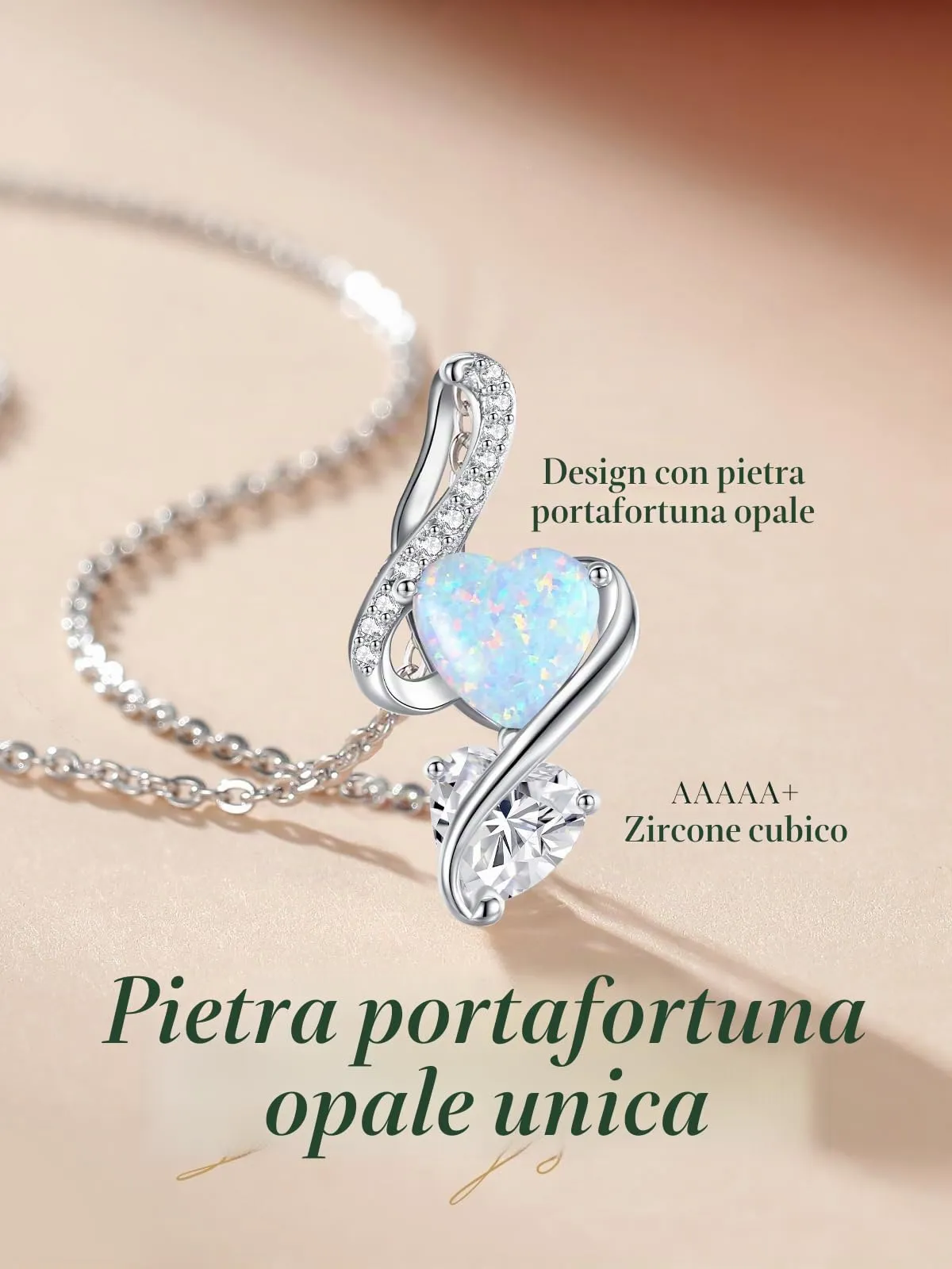 LOUISA SECRET Collana Donna in Argento 925 Cuore con Zirconi - immagine 4