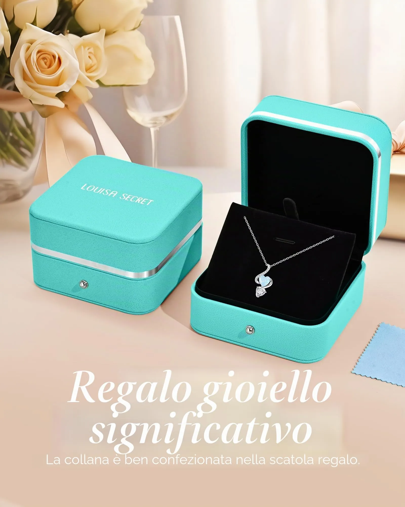 LOUISA SECRET Collana Donna in Argento 925 Cuore con Zirconi - immagine 8