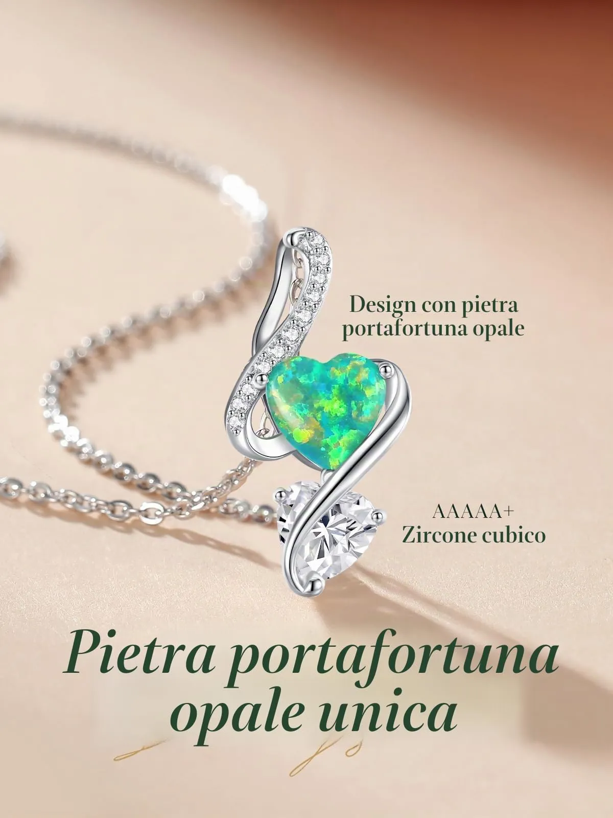 LOUISA SECRET Collana Donna in Argento 925 con Cuore in Zirconio e Fiamma - immagine 4