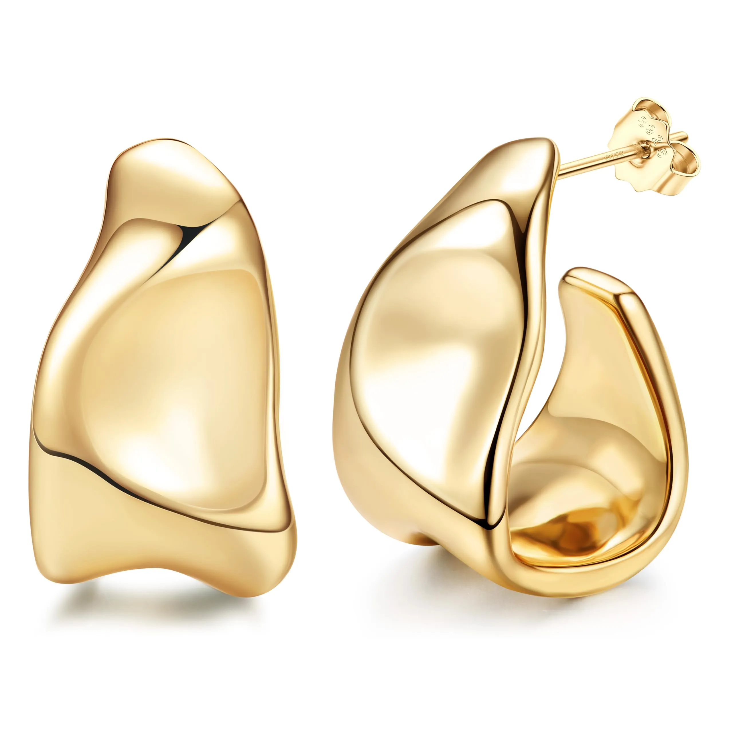 Adramata Orecchini Donna in Argento 925 e Oro 14K Cerchio Goccia Anallergico - immagine 1
