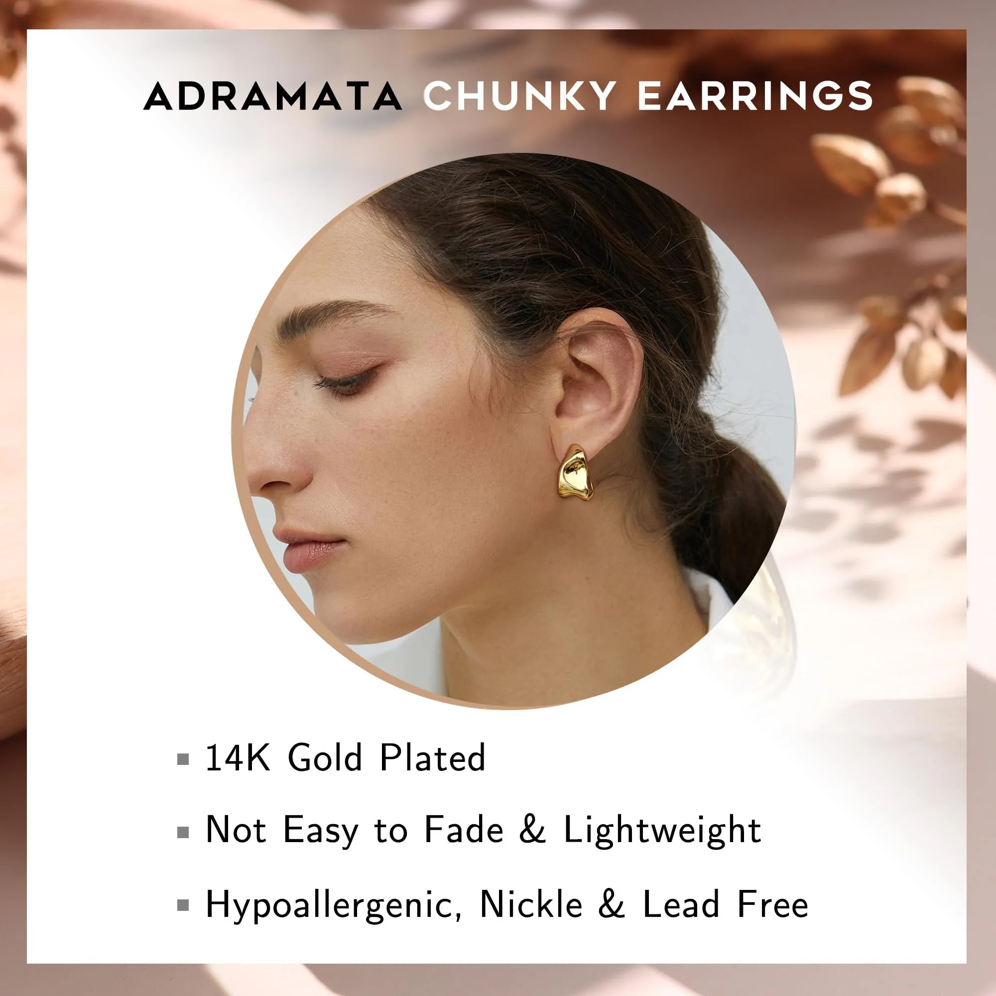 Adramata Orecchini Donna in Argento 925 e Oro 14K Cerchio Goccia Anallergico - immagine 2