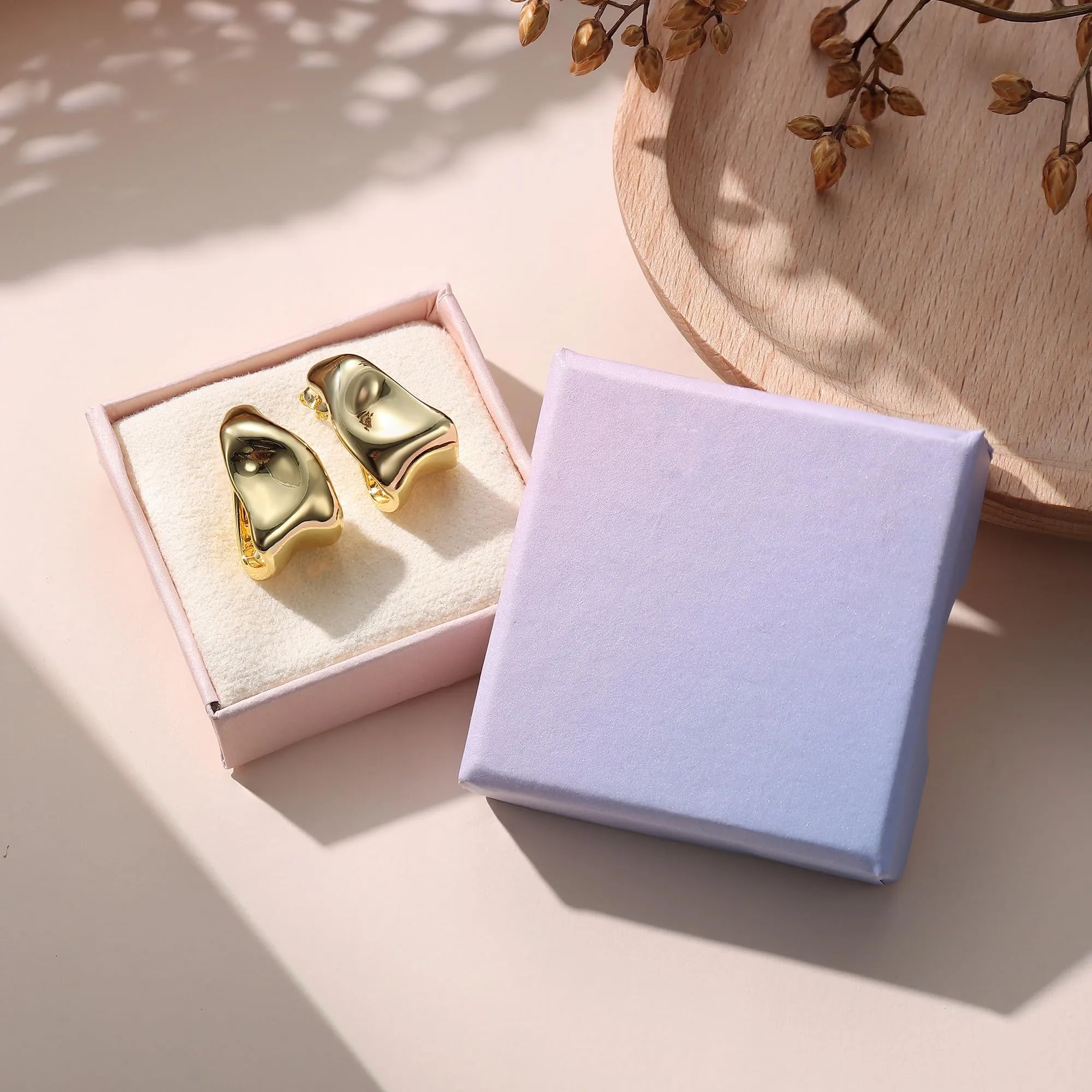 Adramata Orecchini Donna in Argento 925 e Oro 14K Cerchio Goccia Anallergico - immagine 6