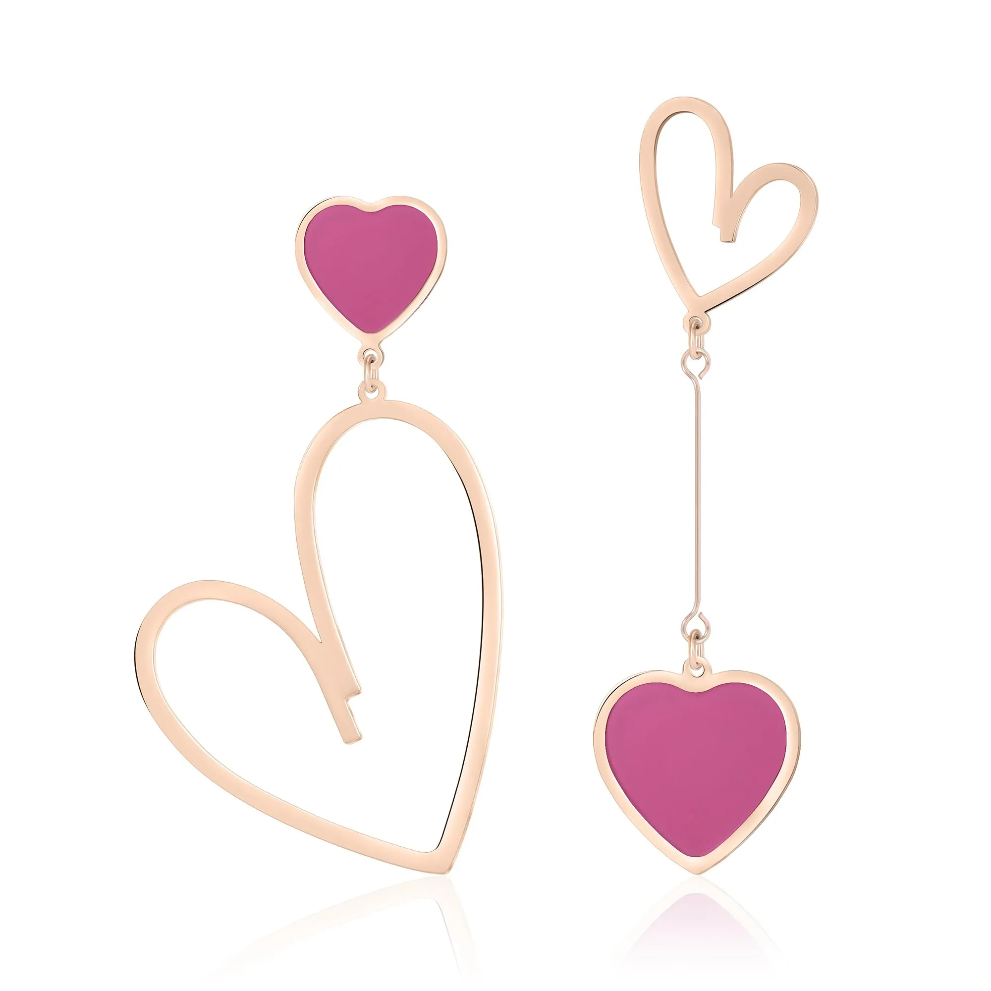 Linawe Orecchini a Cuore Pendenti in Oro Rosa e Acciaio Inossidabile per Donna - immagine 1