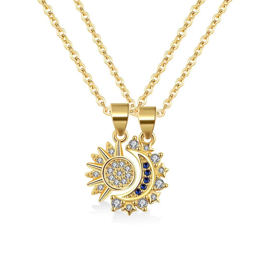 FDEETY Collana Sole e Luna per Coppia, Set da 2 Pezzi - immagine 1