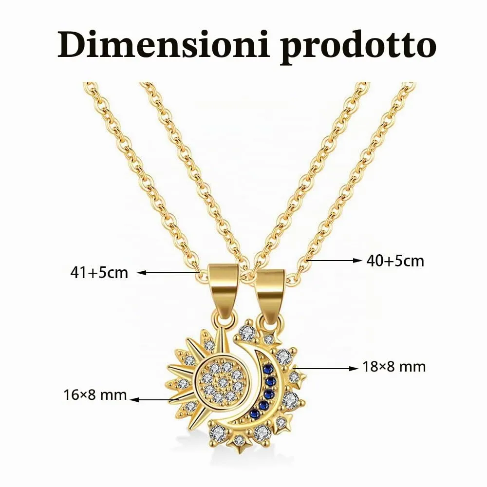 FDEETY Collana Sole e Luna per Coppia, Set da 2 Pezzi - immagine 2