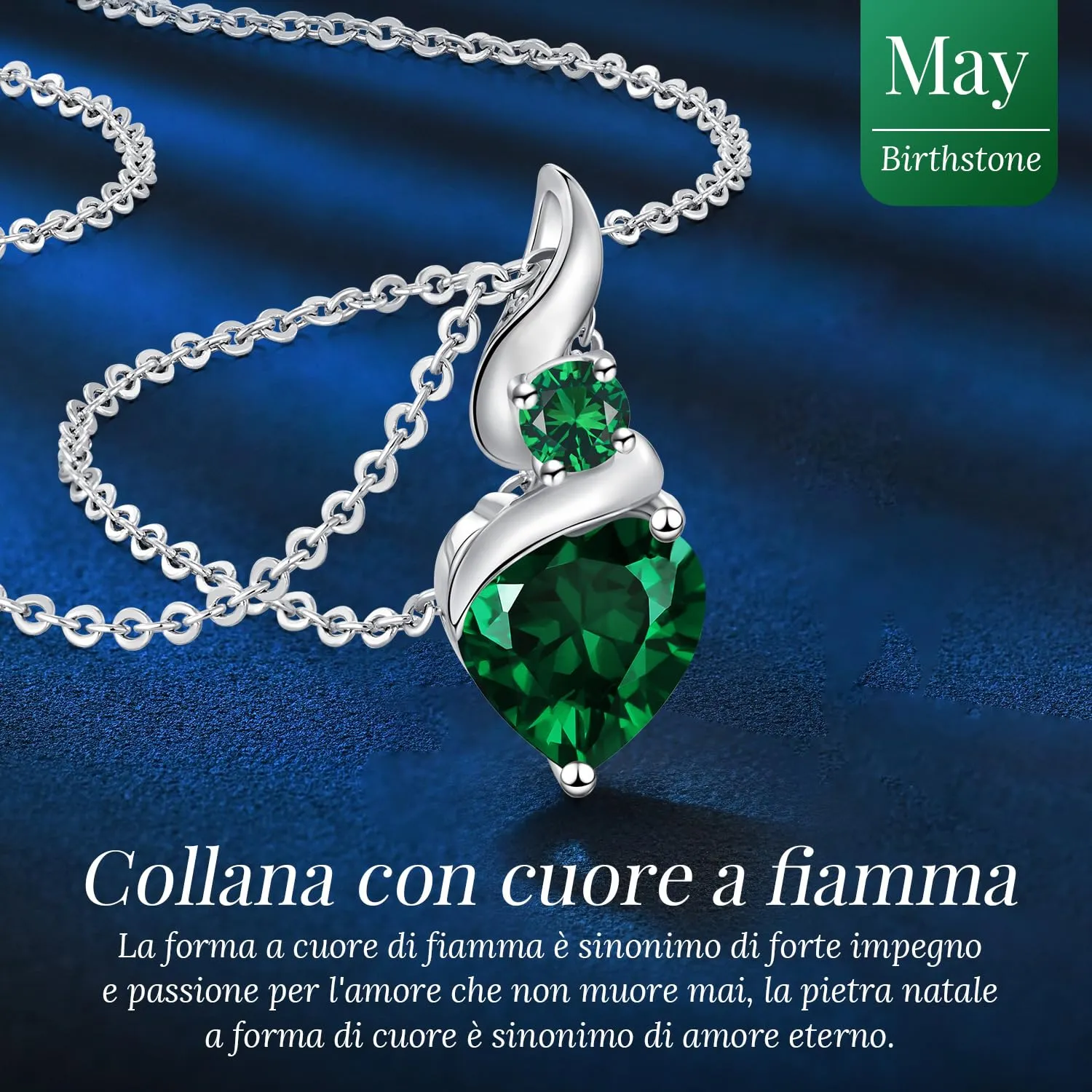LOUISA SECRET Collana Donna in Argento 925 Fiamma Cuore con Zirconio - immagine 3