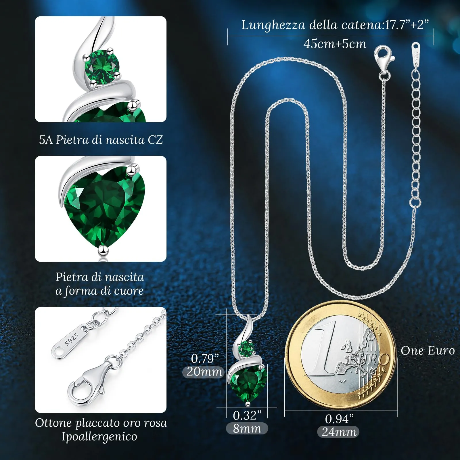 LOUISA SECRET Collana Donna in Argento 925 Fiamma Cuore con Zirconio - immagine 5