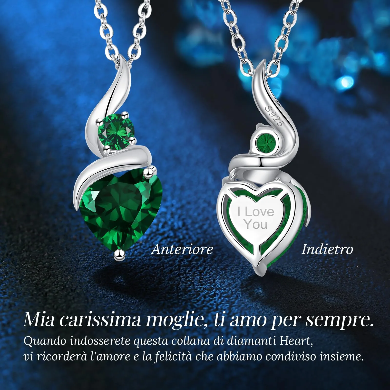 LOUISA SECRET Collana Donna in Argento 925 Fiamma Cuore con Zirconio - immagine 6