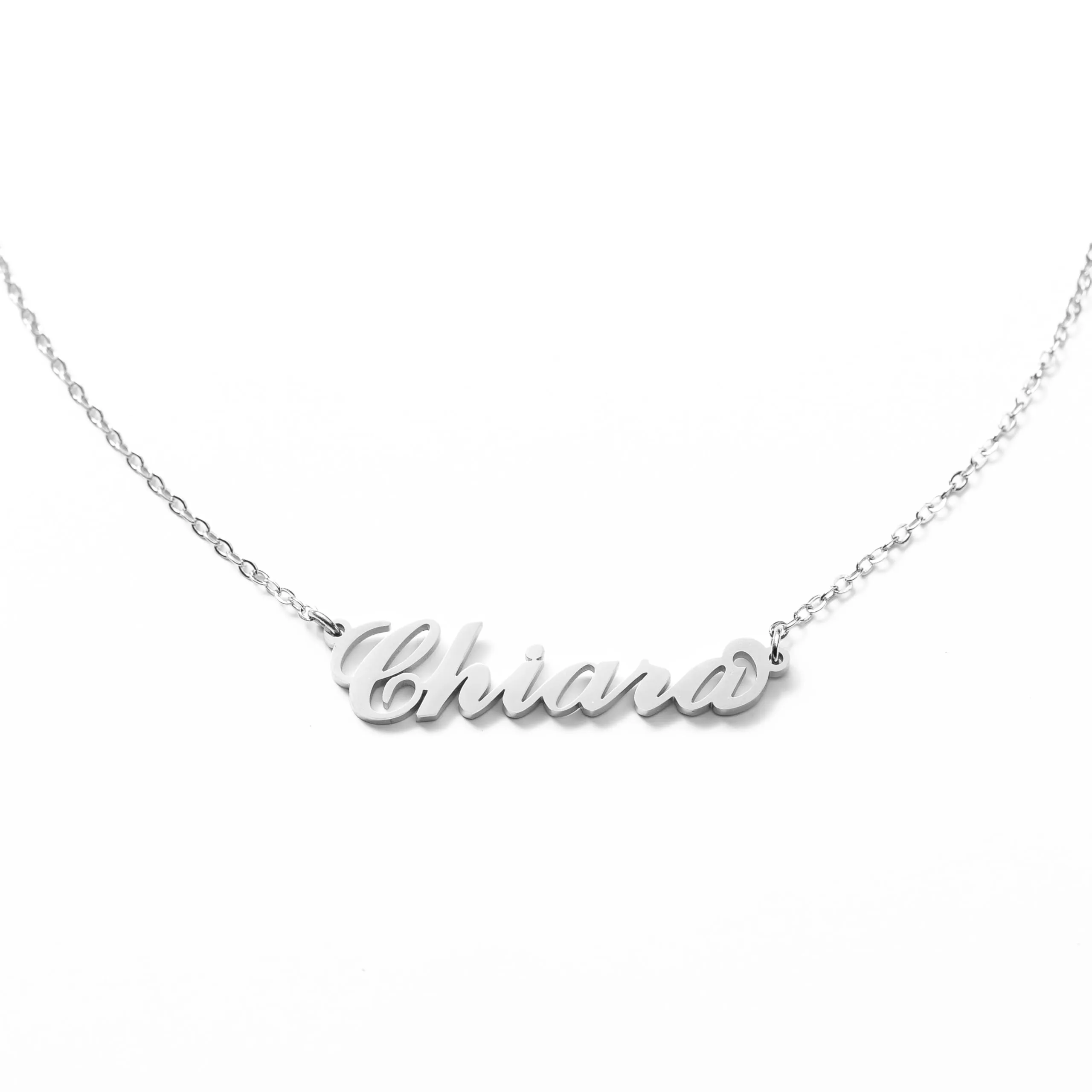 MAPIMANIA Collana con nome Chiara personalizzata in acciaio inossidabile, argento - immagine 1