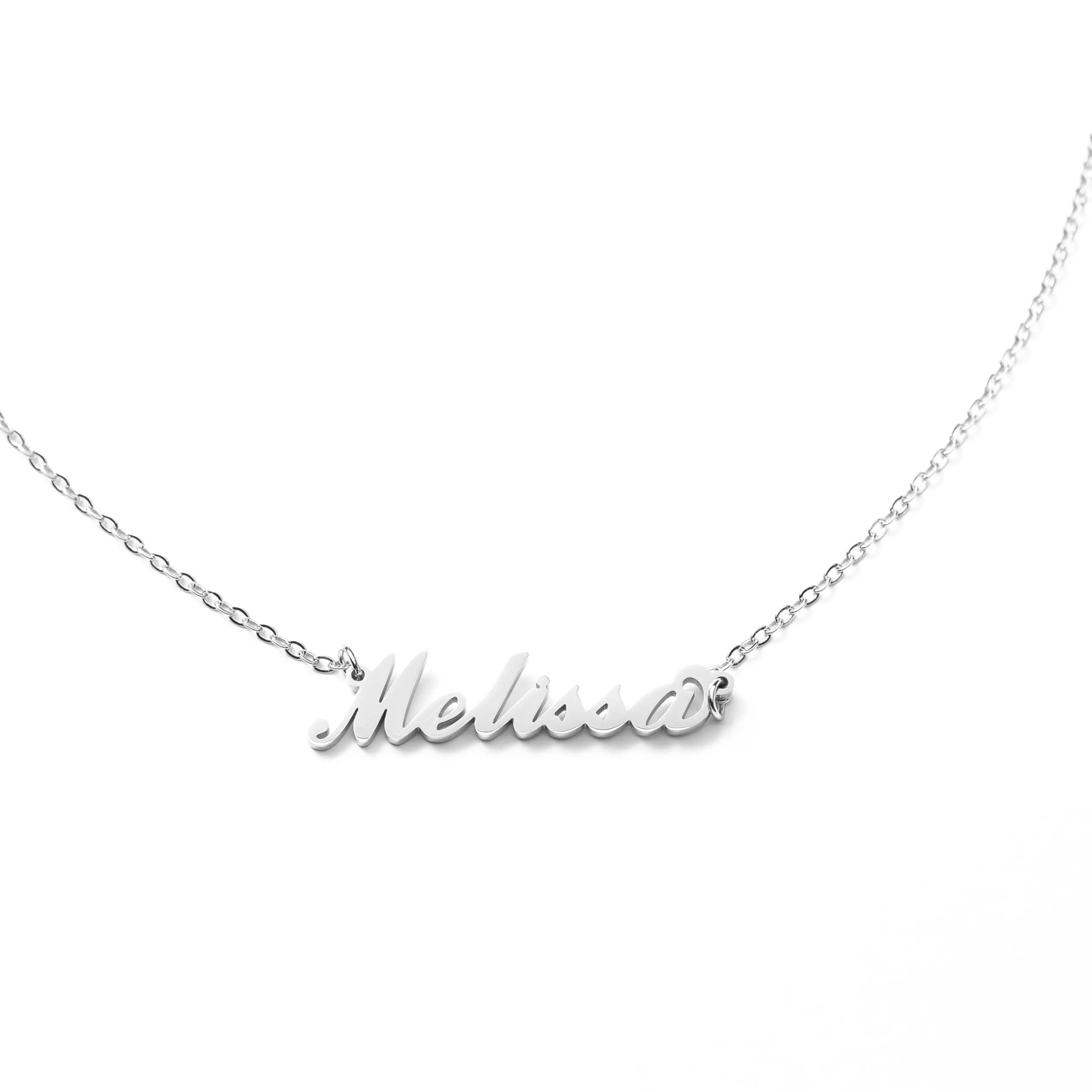 MAPIMANIA Collana con nome Melissa personalizzata in acciaio inossidabile, argento - immagine 1
