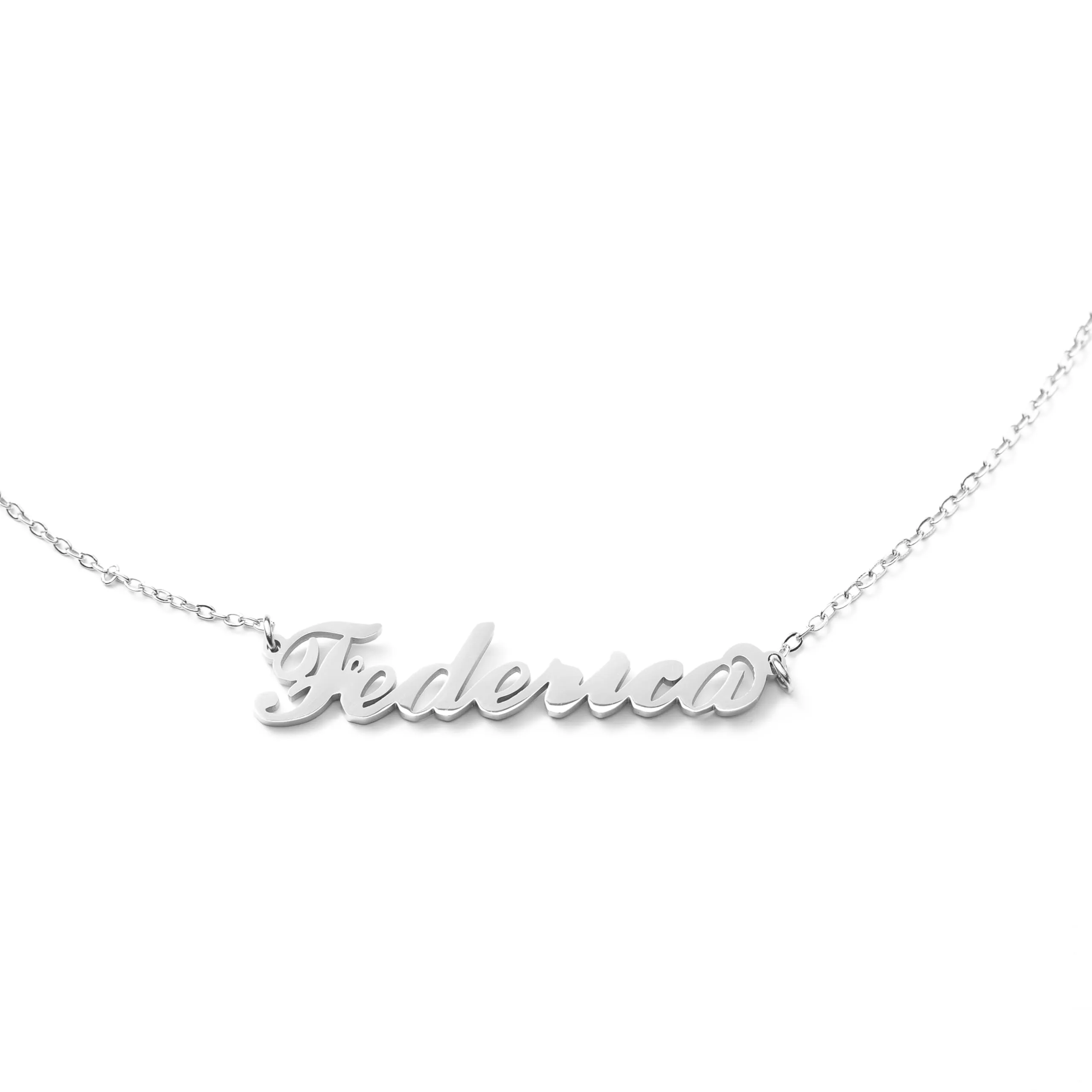 MAPIMANIA Collana con nome Federica personalizzata in acciaio inossidabile, argento - immagine 1