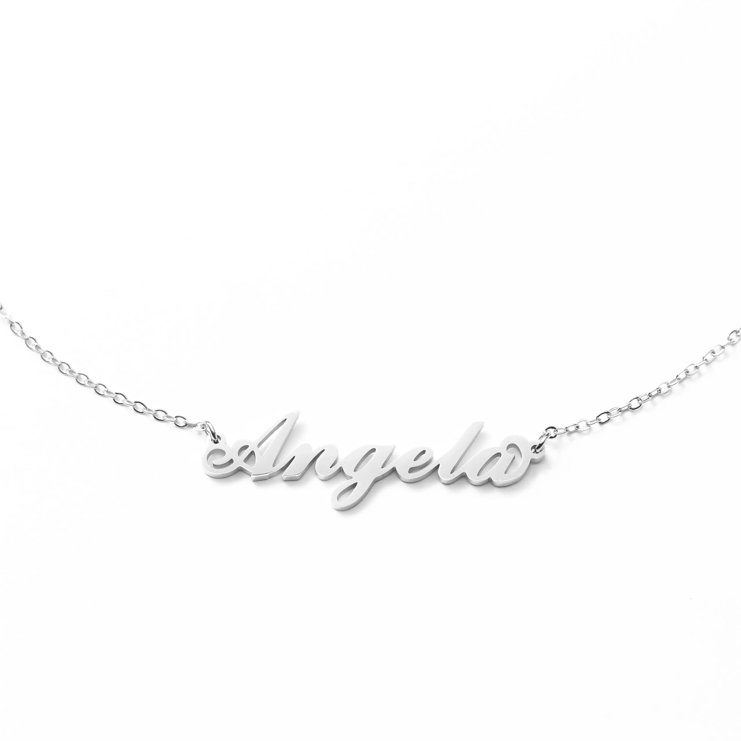 MAPIMANIA Collana con nome Angela personalizzata in acciaio inossidabile, argento - immagine 1