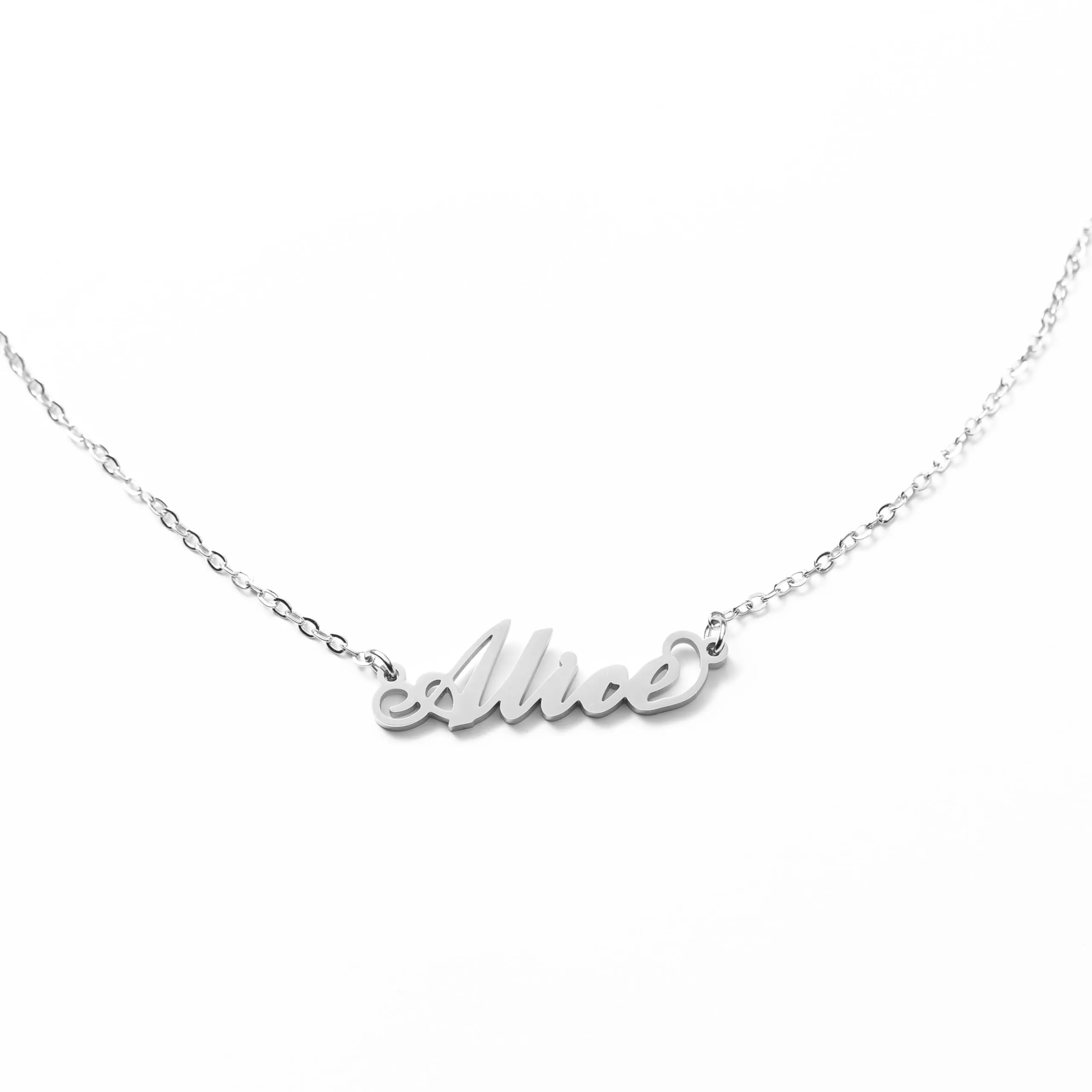 MAPIMANIA Collana con nome Alice personalizzata in acciaio inossidabile argento - immagine 1
