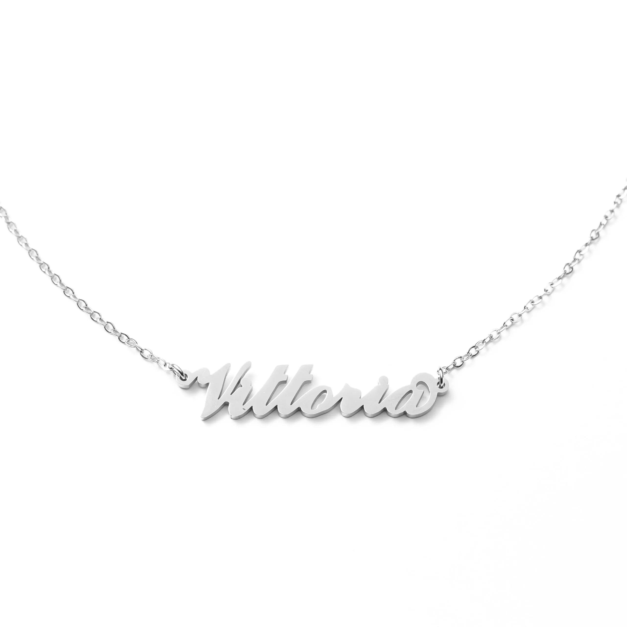 MAPIMANIA Collana con nome Vittoria personalizzata in acciaio inossidabile, argento - immagine 1