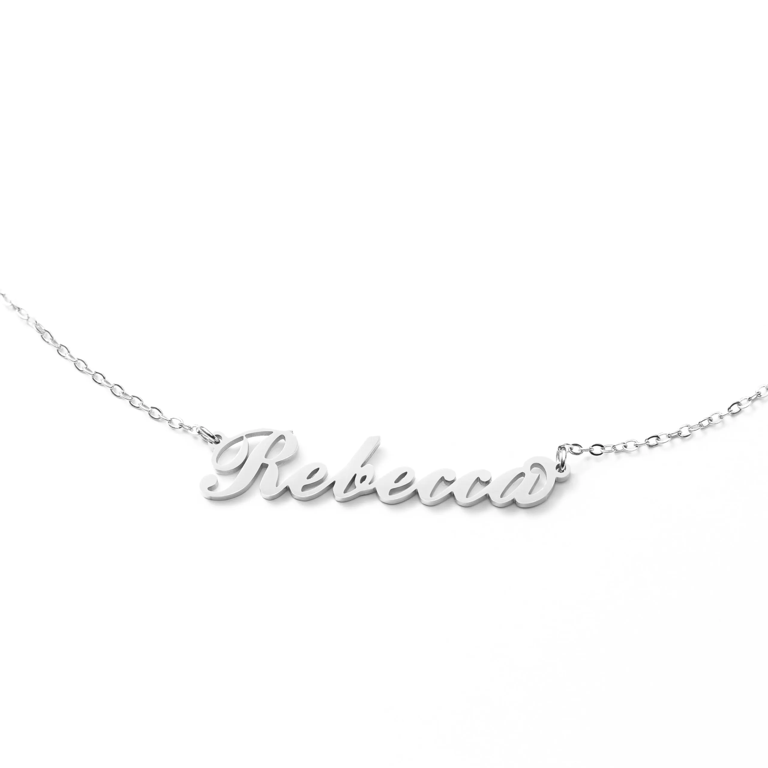 MAPIMANIA Collana con nome Rebecca personalizzata in acciaio inossidabile, argento - immagine 1