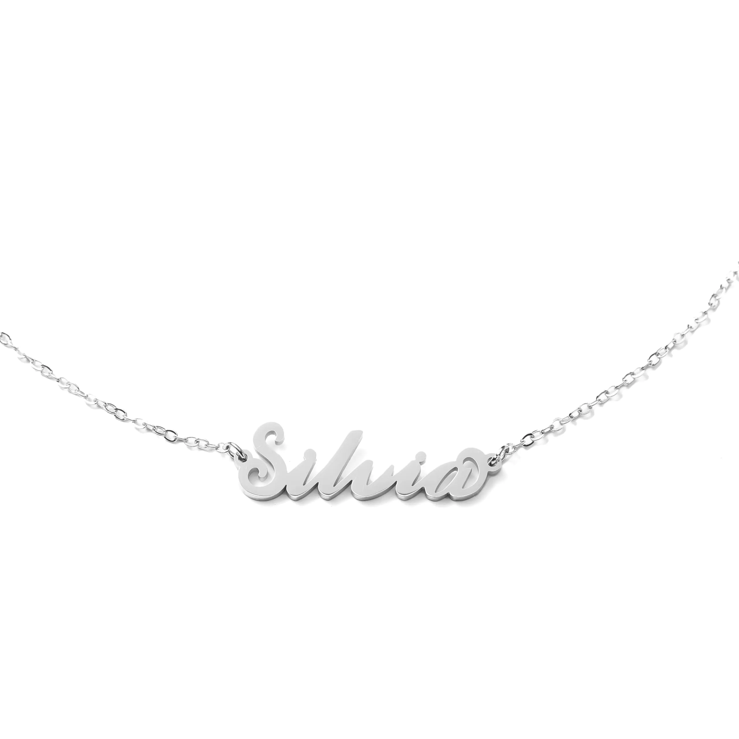 MAPIMANIA Collana con nome Silvia personalizzata in acciaio inossidabile argento - immagine 1