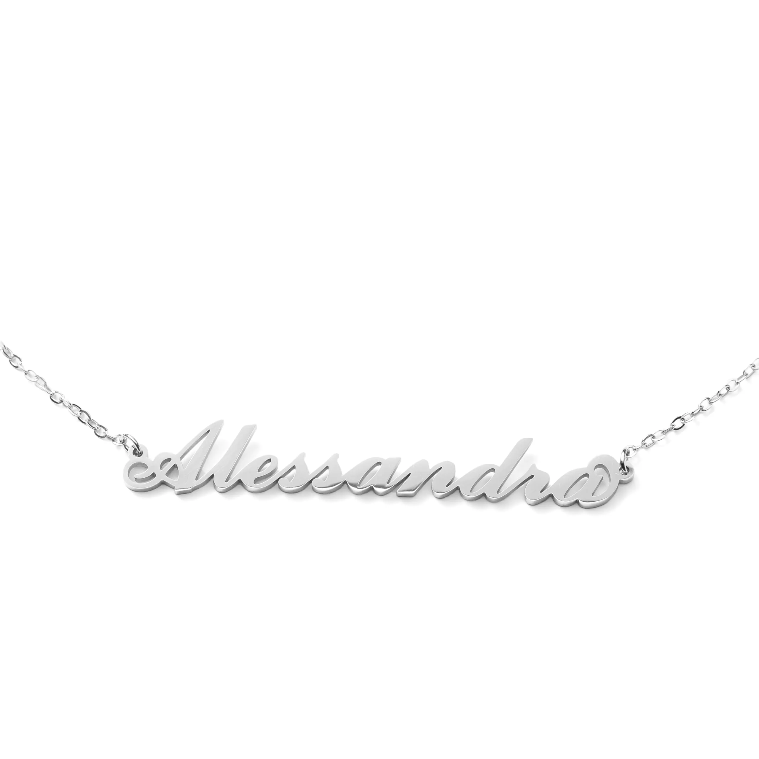 MAPIMANIA Collana con nome Alessandra personalizzata in acciaio inossidabile, argento - immagine 1