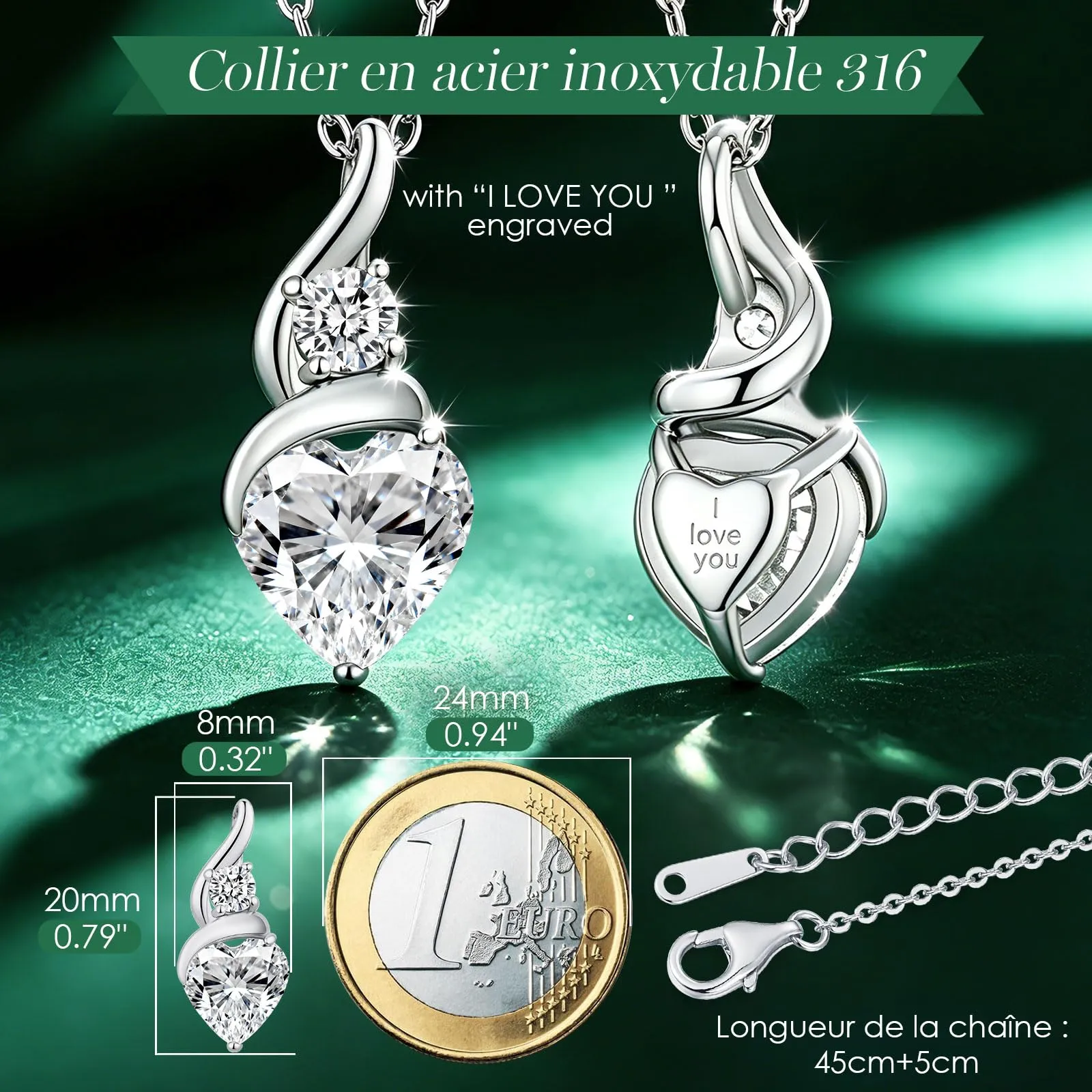 Louisa Secret Collana Donna in Argento 925 Fiamma Cuore con Zirconio - immagine 3