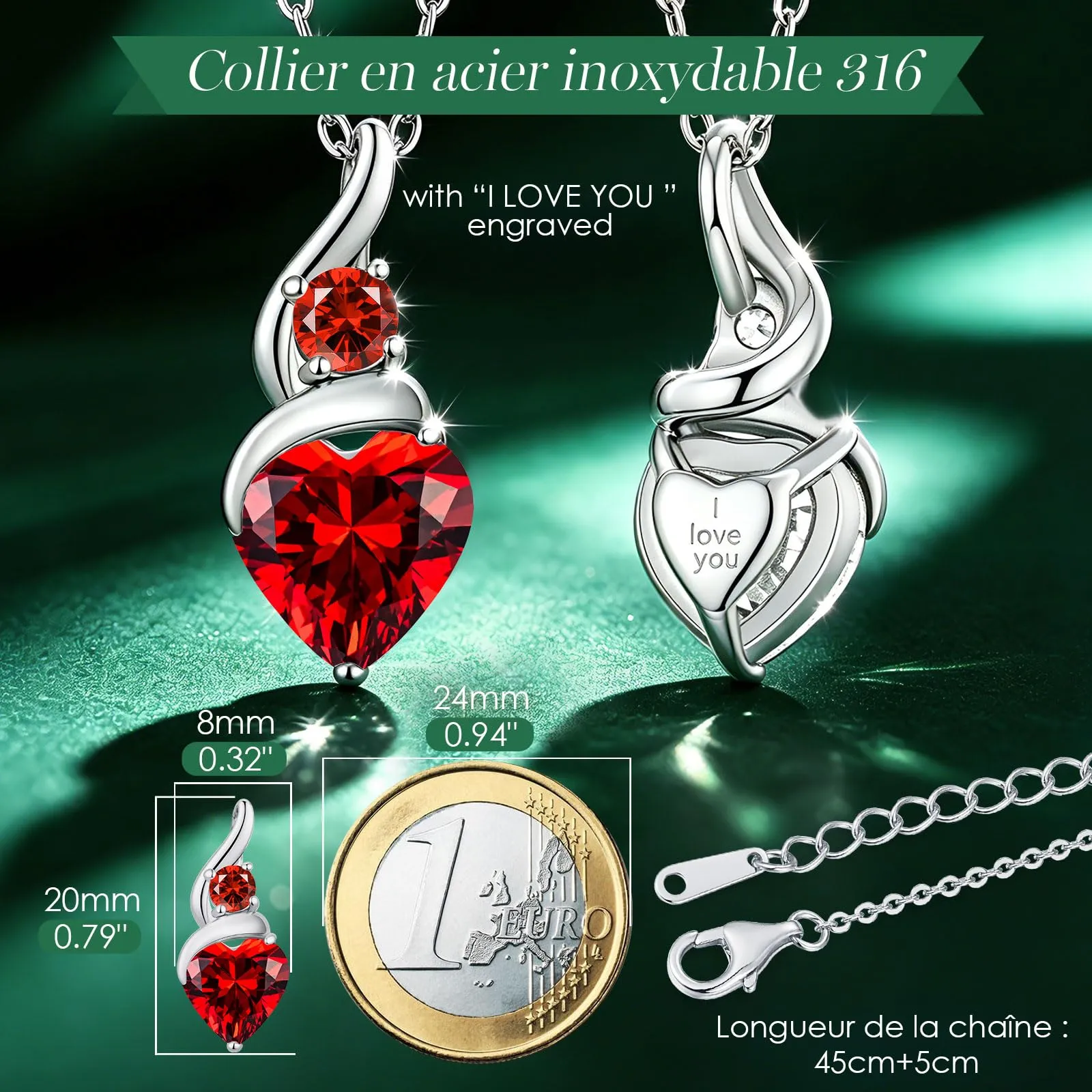 Louisa Secret Collana Donna in Argento 925 Fiamma Cuore con Zirconio - immagine 3