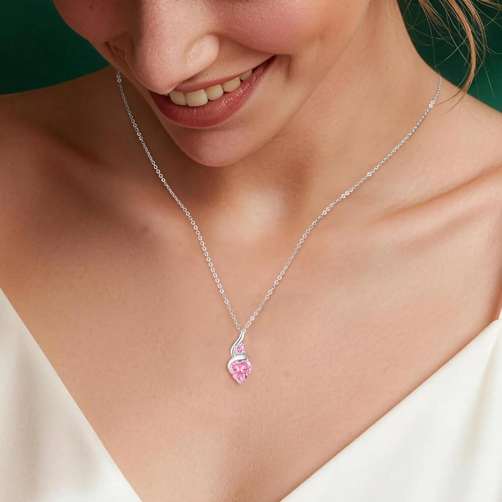LOUISA SECRET Collana Donna in Argento 925 Fiamma Cuore con Zirconio - immagine 6