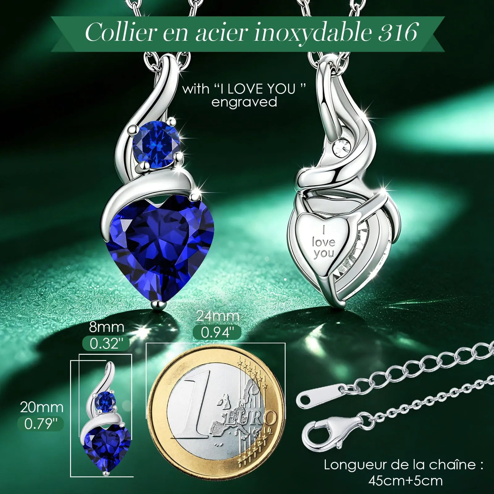 LOUISA SECRET Collana Donna in Argento 925 Fiamma Cuore con Zirconio - immagine 3