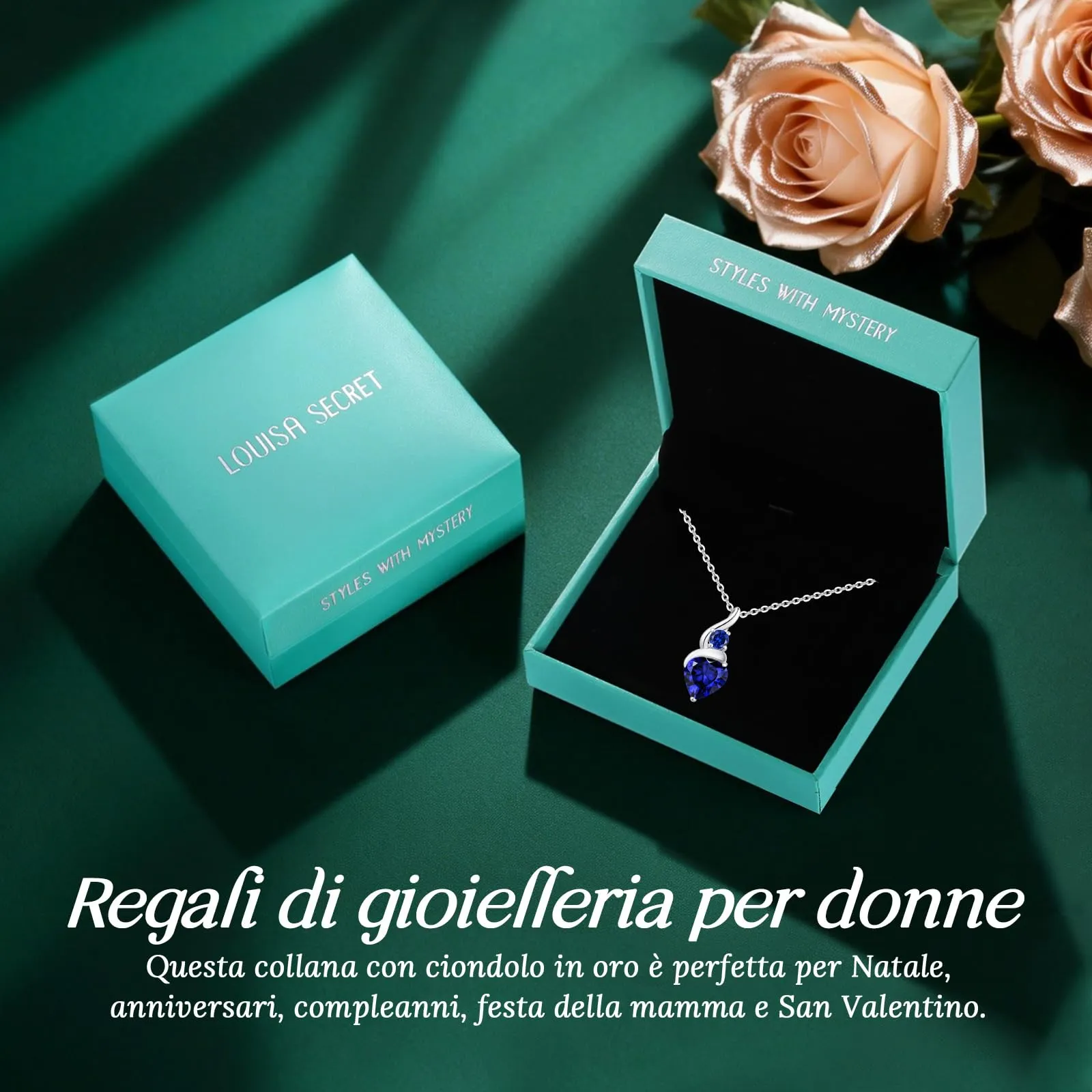 LOUISA SECRET Collana Donna in Argento 925 Fiamma Cuore con Zirconio - immagine 6
