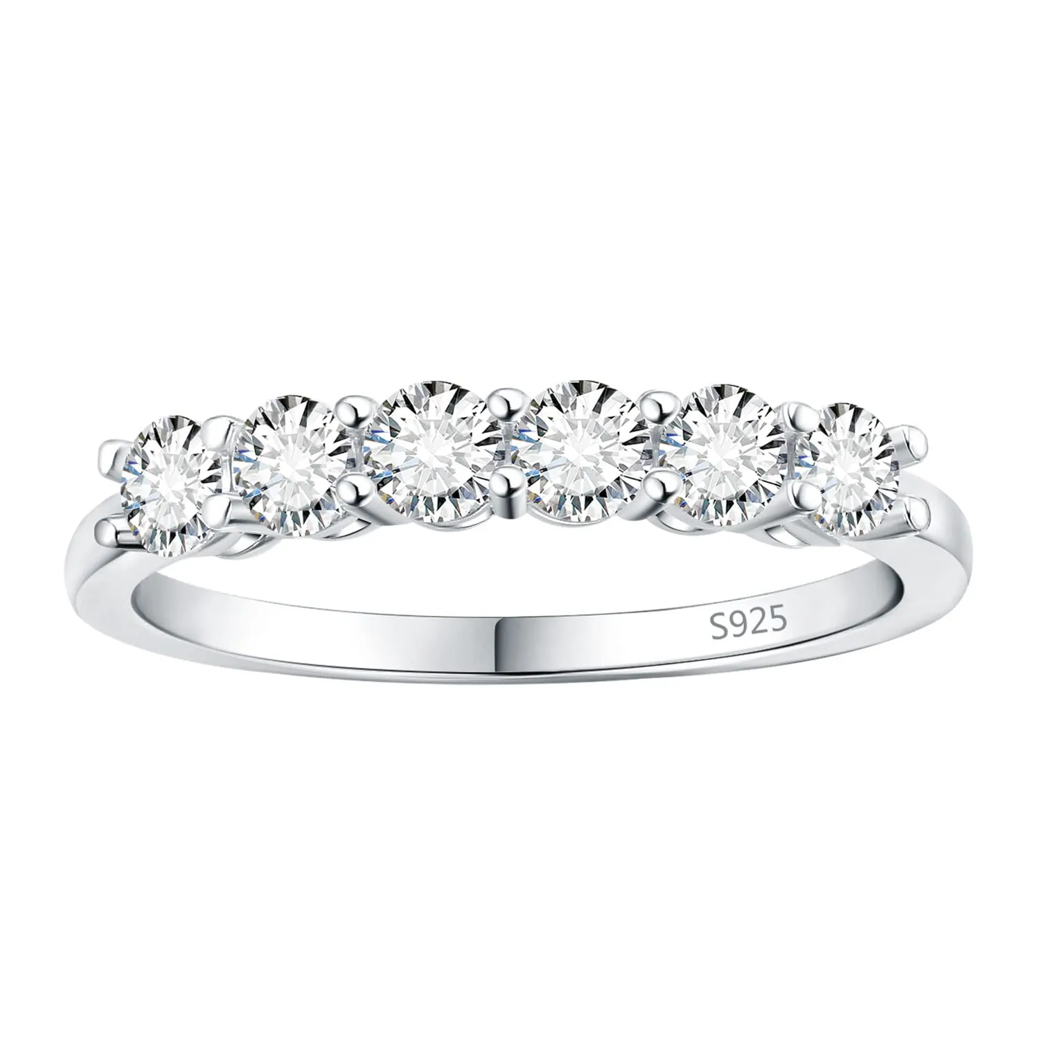 JewelryPalace Anello Half Eternity Donna Argento 925 con Zirconia Cubica, Taglio Rotondo, Misura 13 - immagine 5