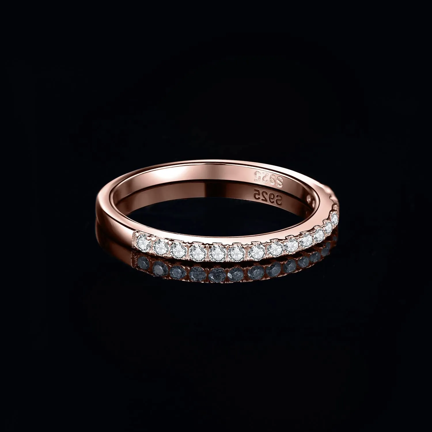 JewelryPalace Anello Half Eternity Donna Argento 925 con Zirconia Cubica, Oro Rosa, Taglia 19.5 - immagine 3
