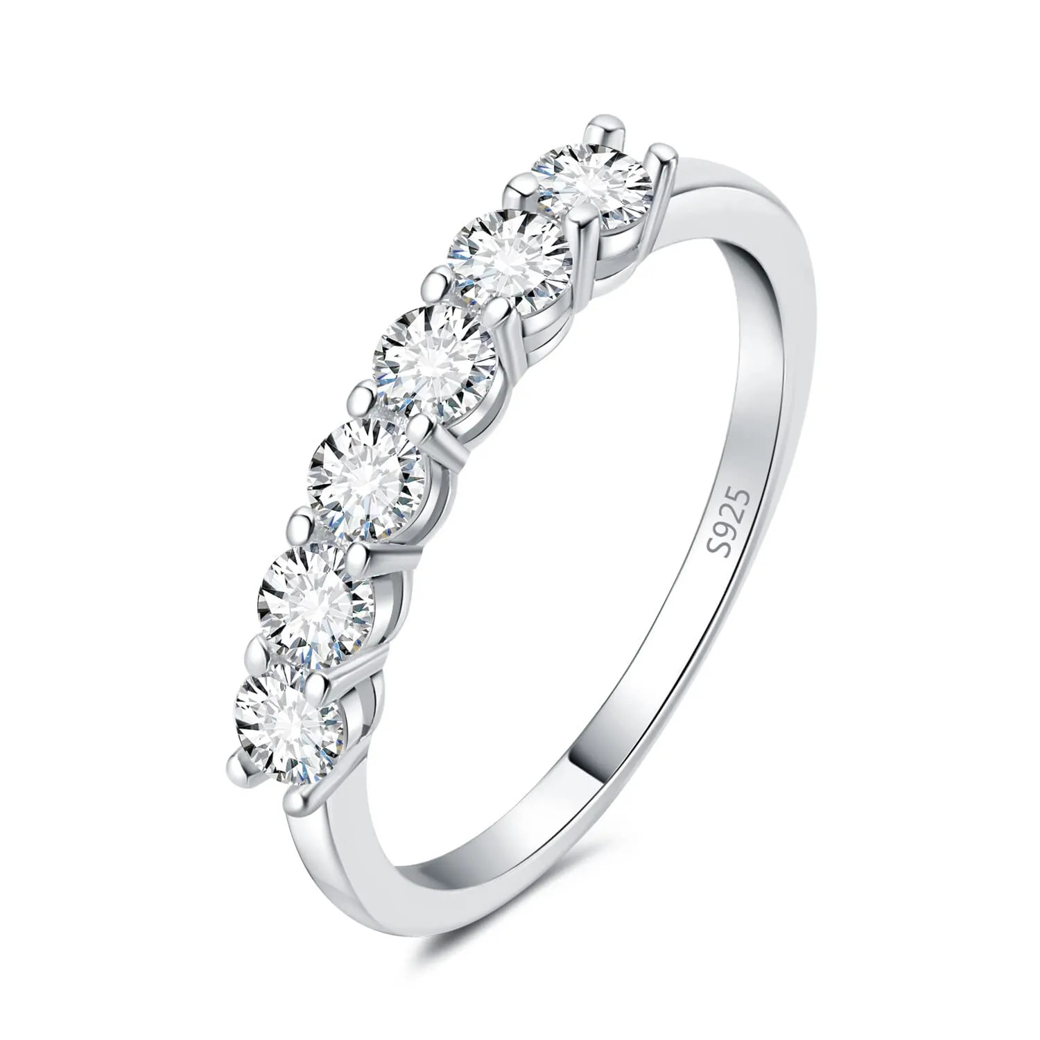 JewelryPalace Anello Half Eternity Donna Argento 925 con Zirconia Cubica 0.6ct, Taglia 18.5 - immagine 1