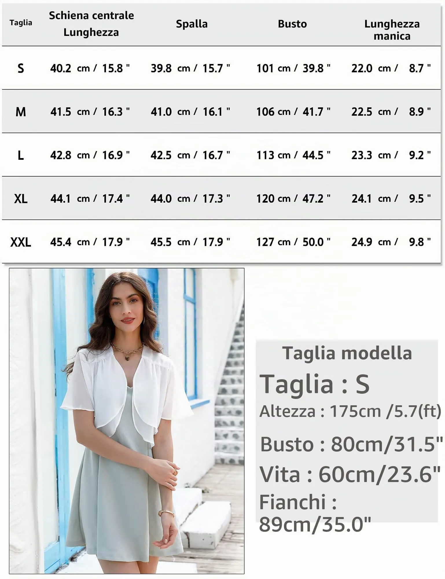 Aottori Coprispalle Donna in Chiffon Bolero Corto Bianco XXL - immagine 6