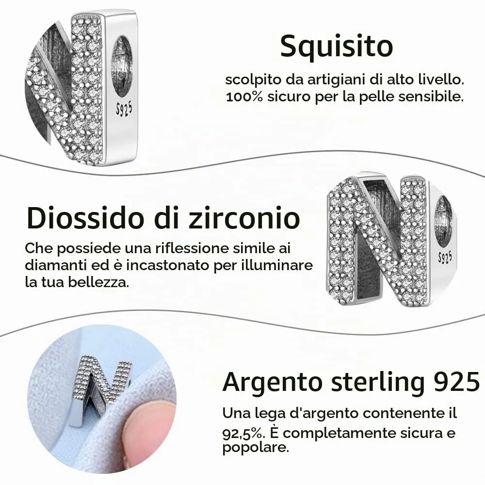 TINSLO Ciondolo Argento Sterling 925 Lettere con Cubic Zirconia KJC165 - immagine 5