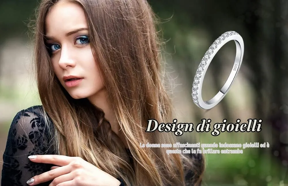 JewelryPalace Anello Half Eternity Donna Argento 925 con Zirconia Cubica, Taglio Rotondo, Misura 22 - immagine 6