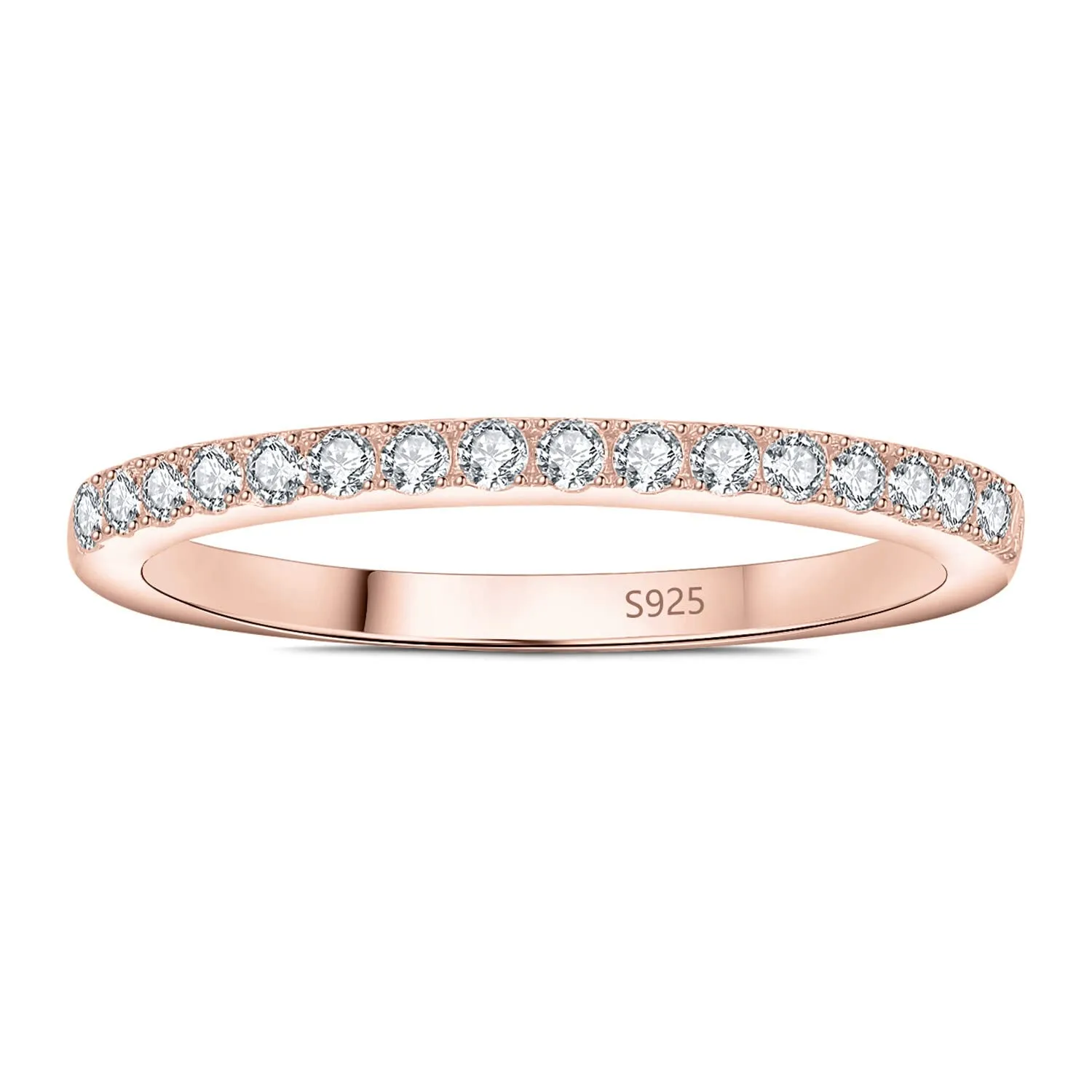 JewelryPalace Anello Half Eternity Donna in Argento 925 con Zirconia Cubica, Taglio Rotondo, Oro Rosa - immagine 5