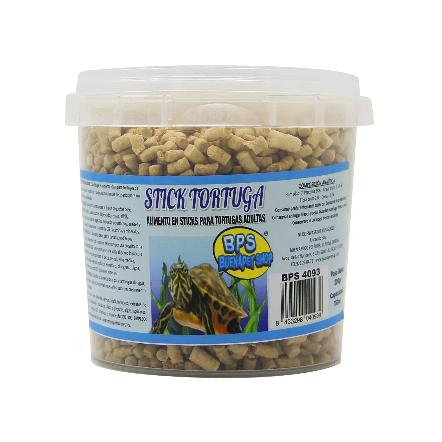 BPS Buena Pet Shop Mangime per tartarughe in bastoncini, 750 ml, BPS-4093 - immagine 2