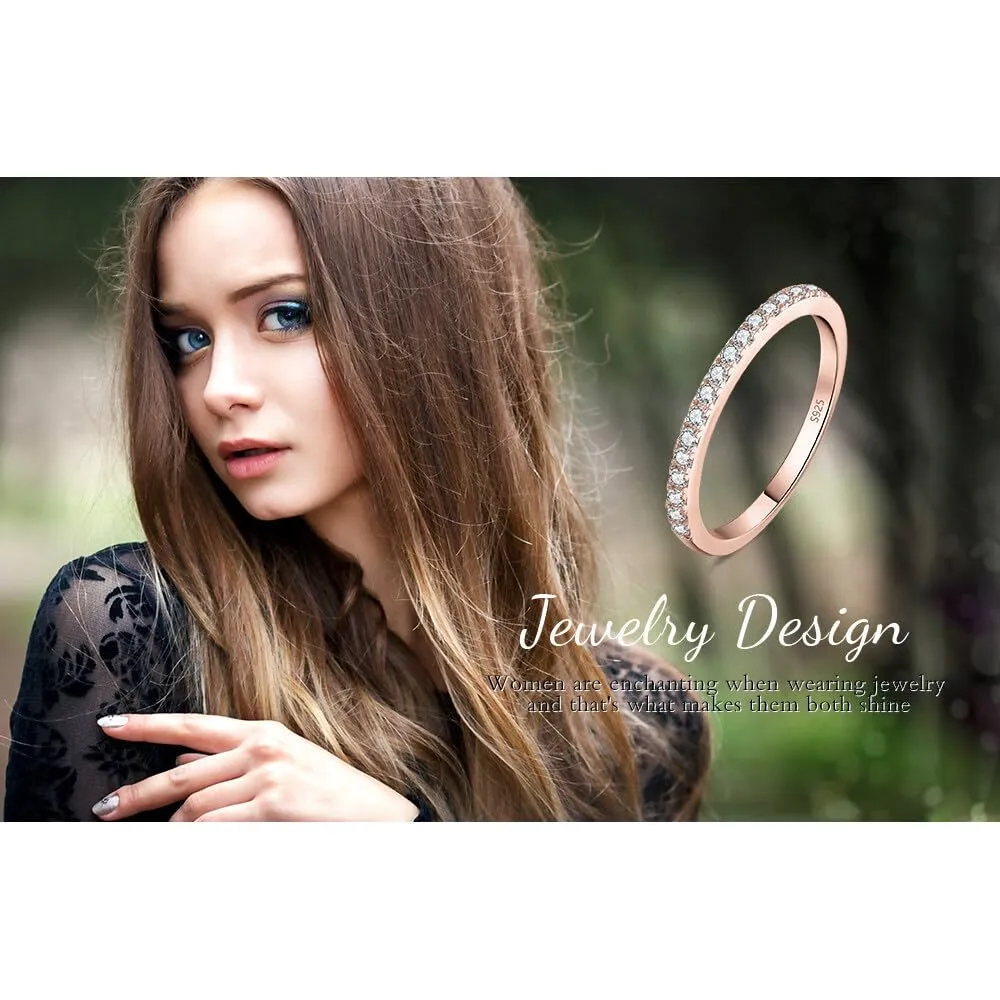 JewelryPalace Anello Half Eternity Donna in Argento 925 con Zirconia Cubica, Oro Rosa, Taglia 17 - immagine 7