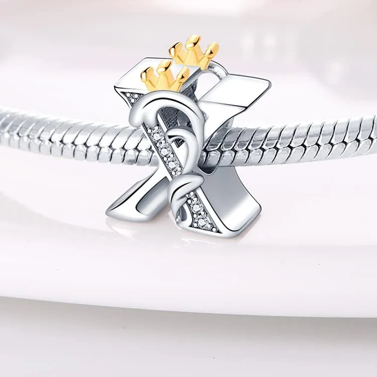 TINSLO Bead Charm Lettere in Argento Sterling 925 con Cubic Zirconia, Compatibile con Braccialetti e Collane Pandora e Europei - immagine 2