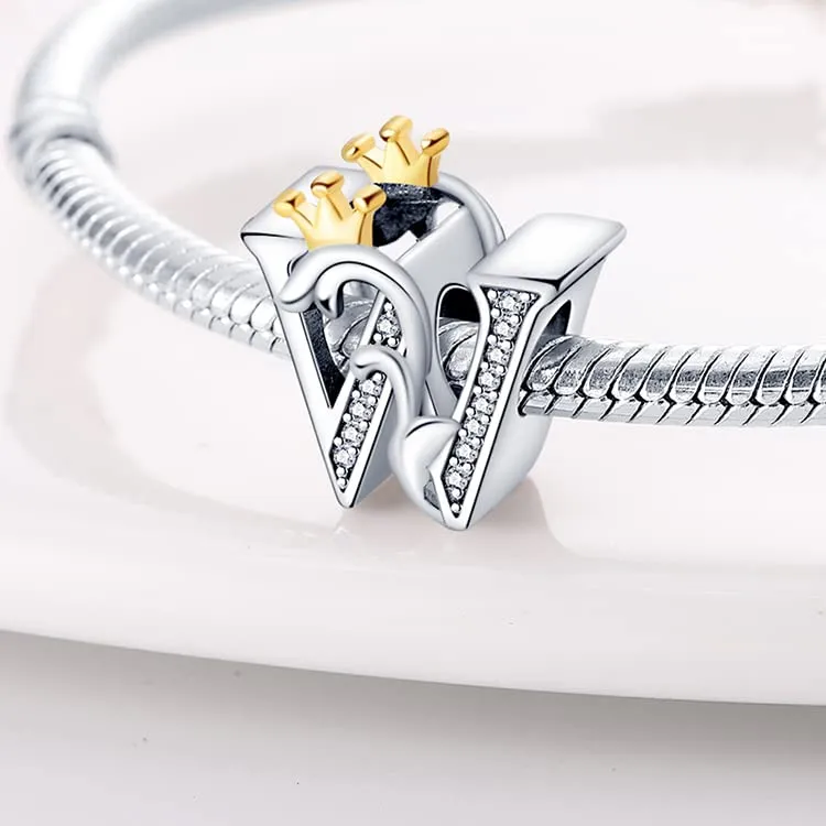TINSLO Bead Charm Lettere in Argento Sterling 925 con Cubic Zirconia, Compatibile con Braccialetti e Collane Europei - immagine 2