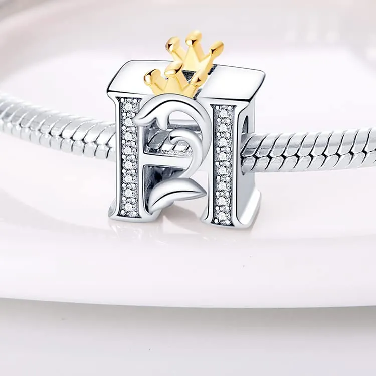 TINSLO Bead Charm Argento Sterling 925 Lettere con Cubic Zirconia per Braccialetti e Collane Europei - immagine 2