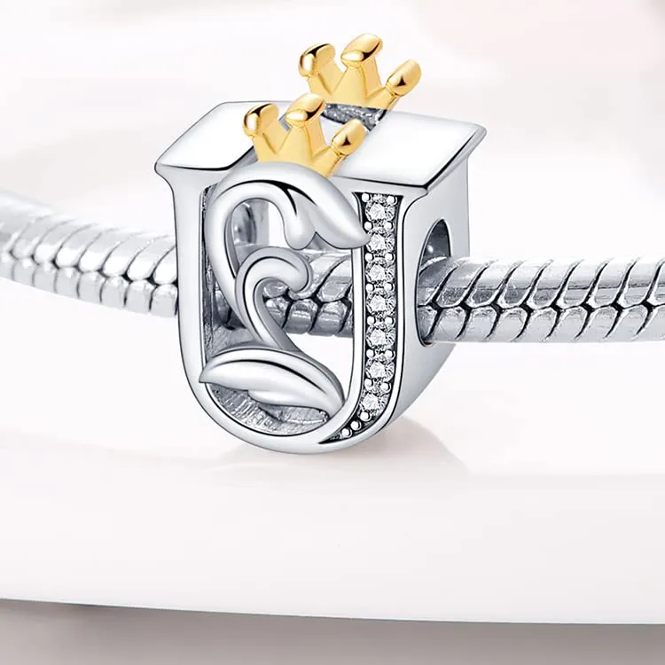 TINSLO Bead Charm Lettere in Argento Sterling 925 con Cubic Zirconia, Compatibile con Braccialetti e Collane Europei - immagine 2