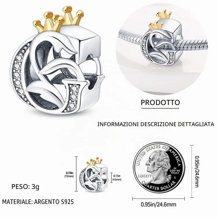 TINSLO Bead Charm in Argento Sterling 925 con Lettere e Cubic Zirconia per Braccialetti e Collane Europei - immagine 4