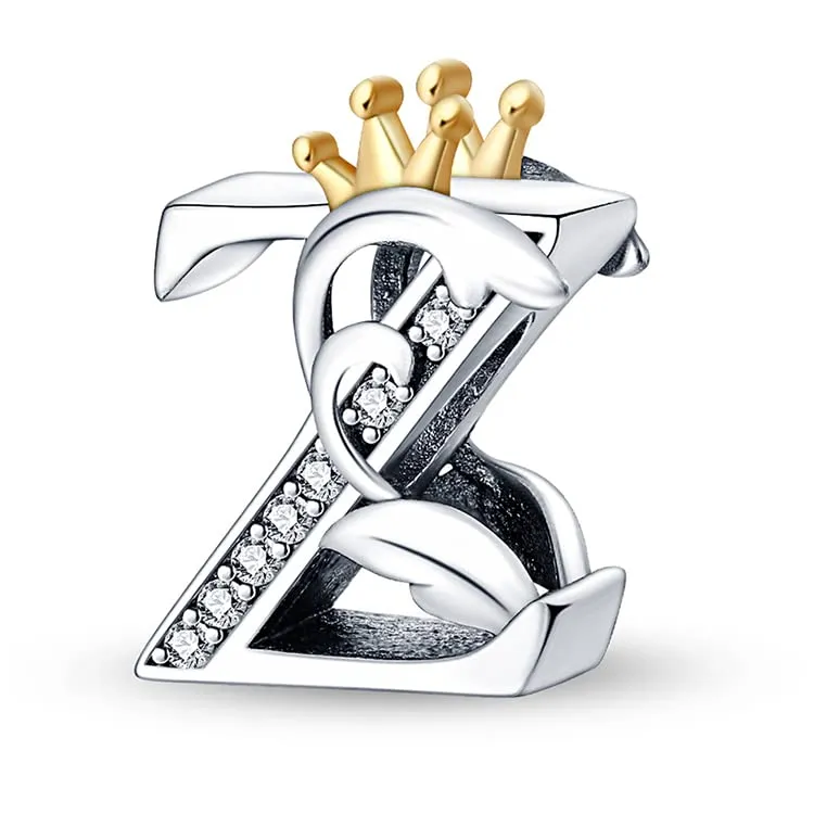TINSLO Bead Charm Lettere in Argento Sterling 925 con Cubic Zirconia per Braccialetti e Collane Europee - immagine 1