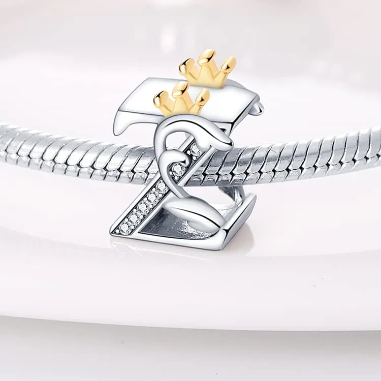 TINSLO Bead Charm Lettere in Argento Sterling 925 con Cubic Zirconia per Braccialetti e Collane Europee - immagine 2