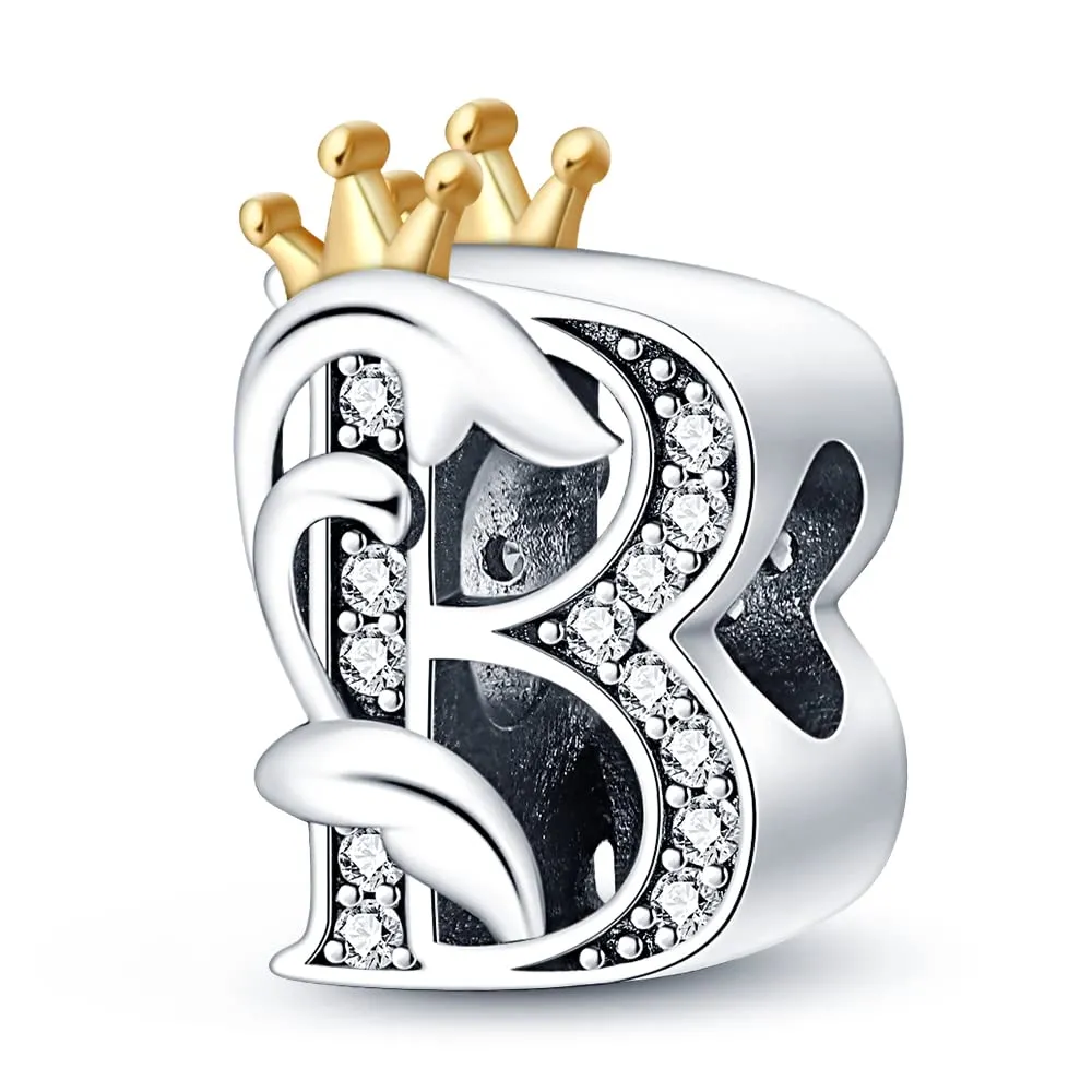 TINSLO Bead Charm Argento Sterling 925 con Lettere e Cubic Zirconia per Braccialetti e Collane Europei - immagine 1