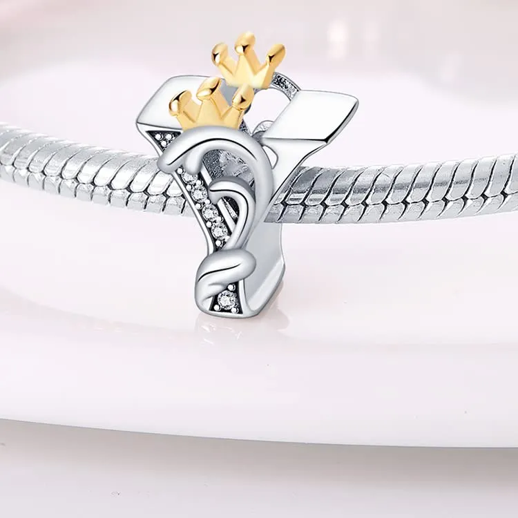 TINSLO Bead Charm Lettere in Argento Sterling 925 con Cubic Zirconia, Compatibile con Braccialetti e Collane Pandora e Europei - immagine 2