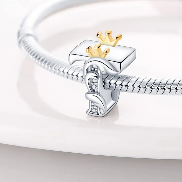 TINSLO Bead Charm Argento Sterling 925 Lettere con Cubic Zirconia per Braccialetti e Collane Europei - immagine 2