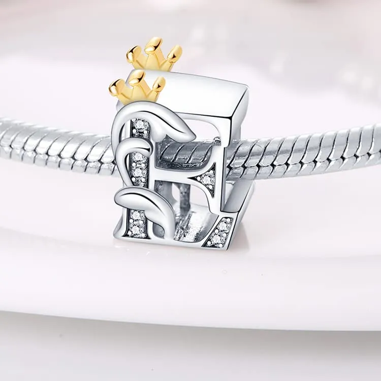 TINSLO Bead Charm Lettere in Argento Sterling 925 con Cubic Zirconia, Compatibile con Braccialetti e Collane Pandora e Europei - immagine 2